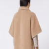 Alpaca and cashmere teddy fabric cape, beige