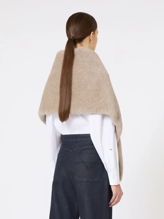 Alpaca and cashmere teddy stole, moss green