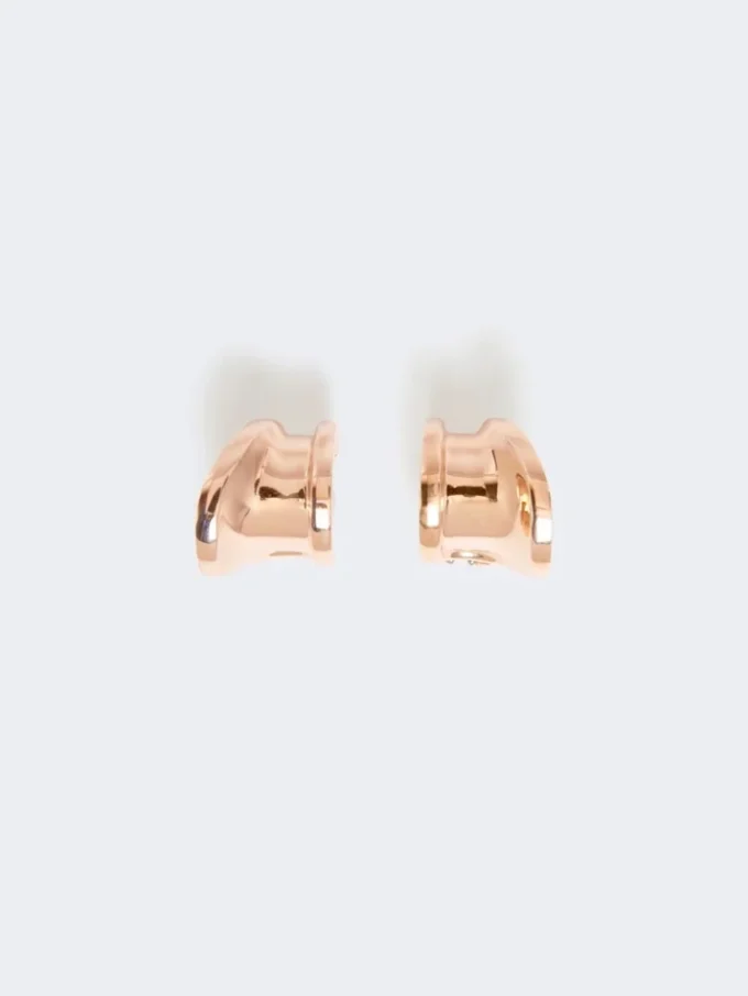 Asymmetric metal earrings, bronze