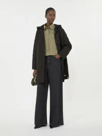 Asymmetrical washed cotton shirt, kaki