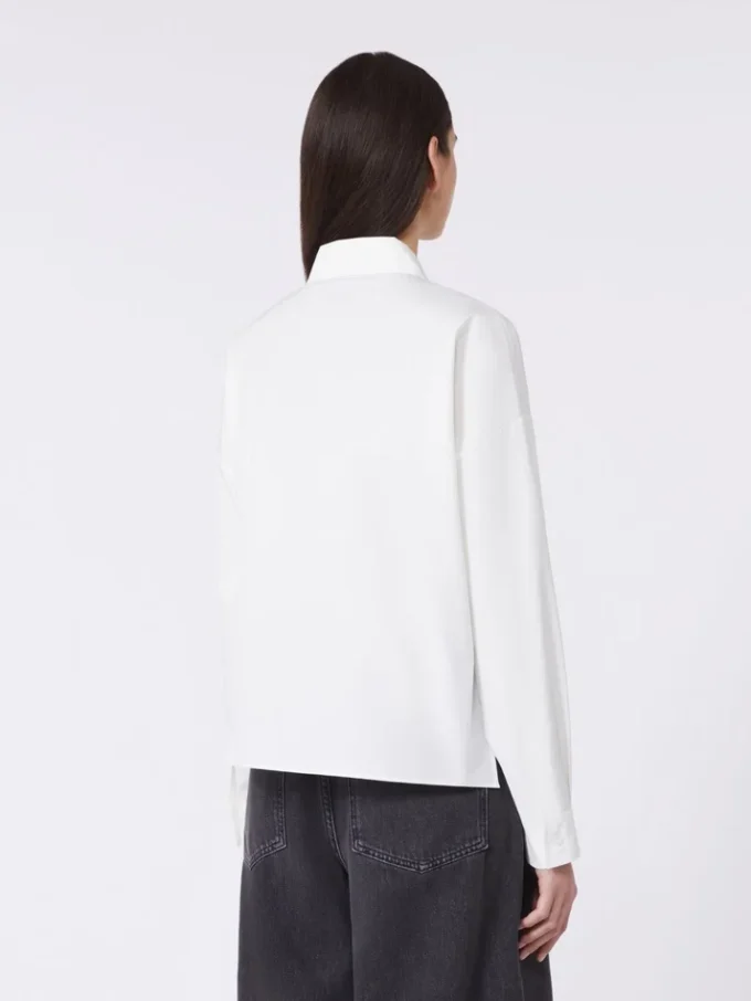 Asymmetrical washed cotton shirt, white