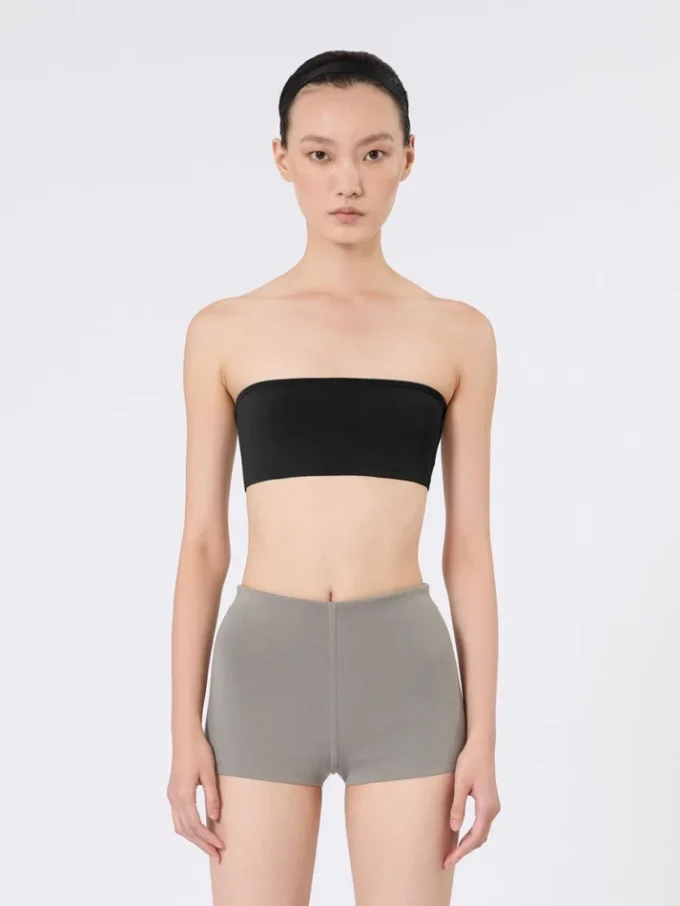 Bandeau bra in stretch viscose, black