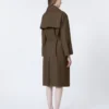 Belted water-repellent twill trench coat, chocolate
