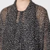 Blouse in printed chiffon, black Blouse in printed chiffon, black