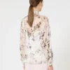 Blouse in printed chiffon, white