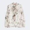Blouse in printed chiffon, white