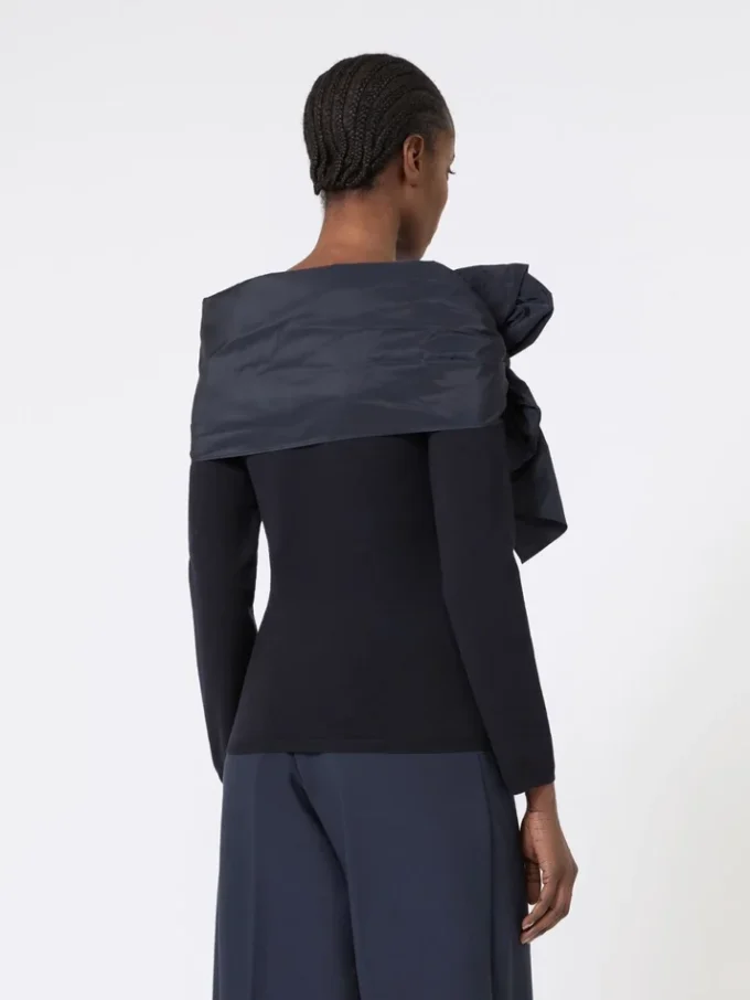 Bow-detail wool sweater, ultramarine