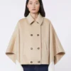 Boxy-fit cashmere cape, albino