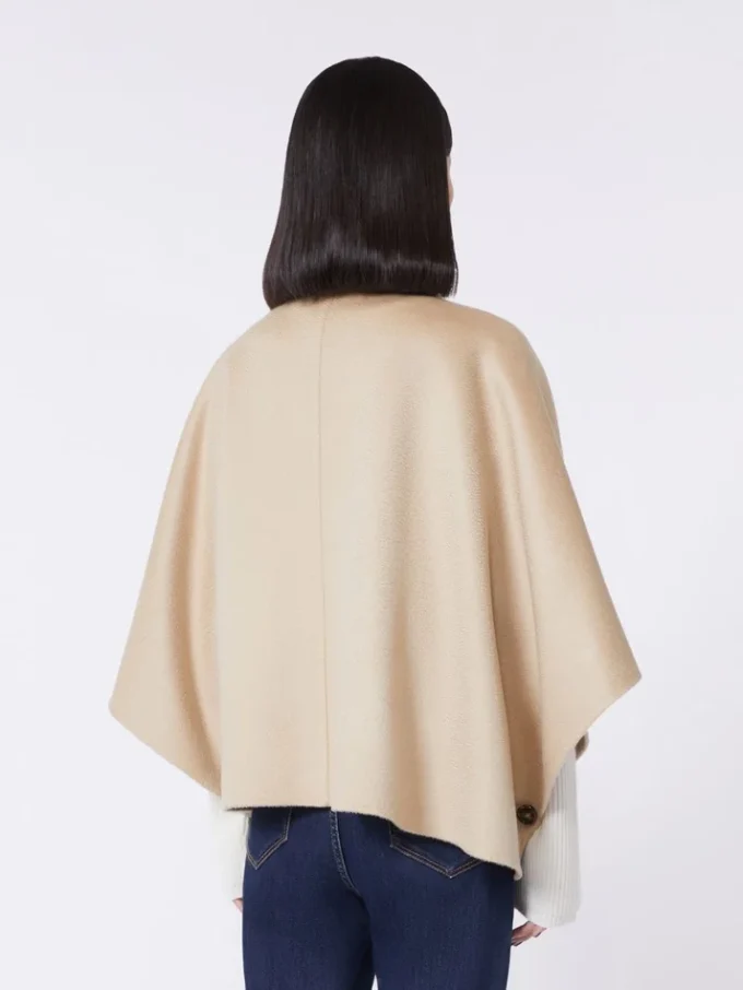 Boxy-fit cashmere cape, albino