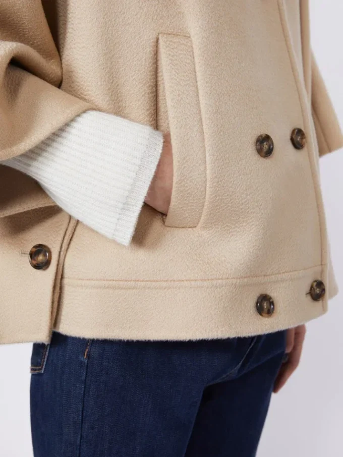 Boxy-fit cashmere cape, albino