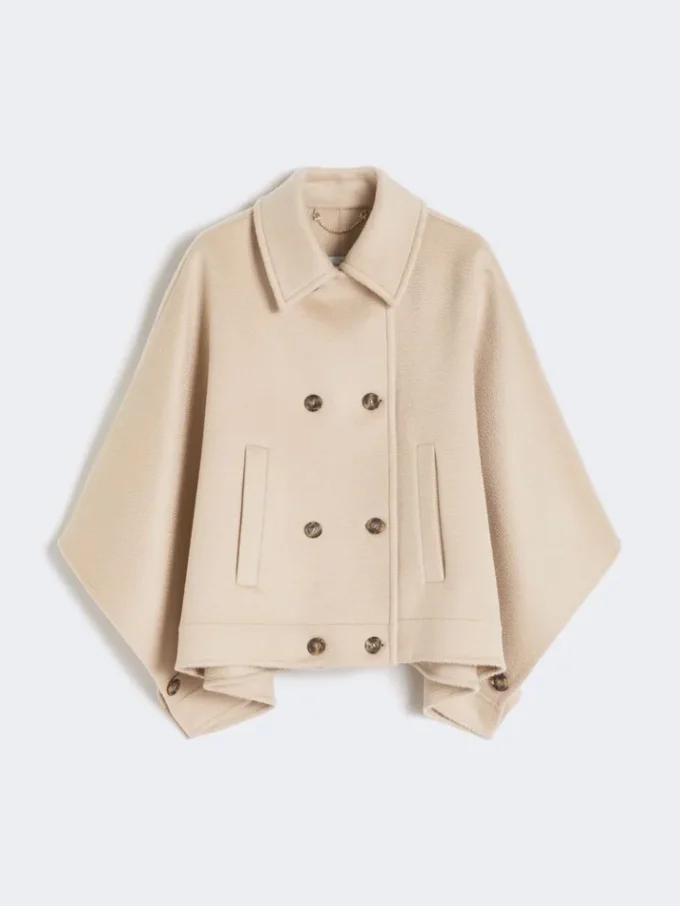 Boxy-fit cashmere cape, albino