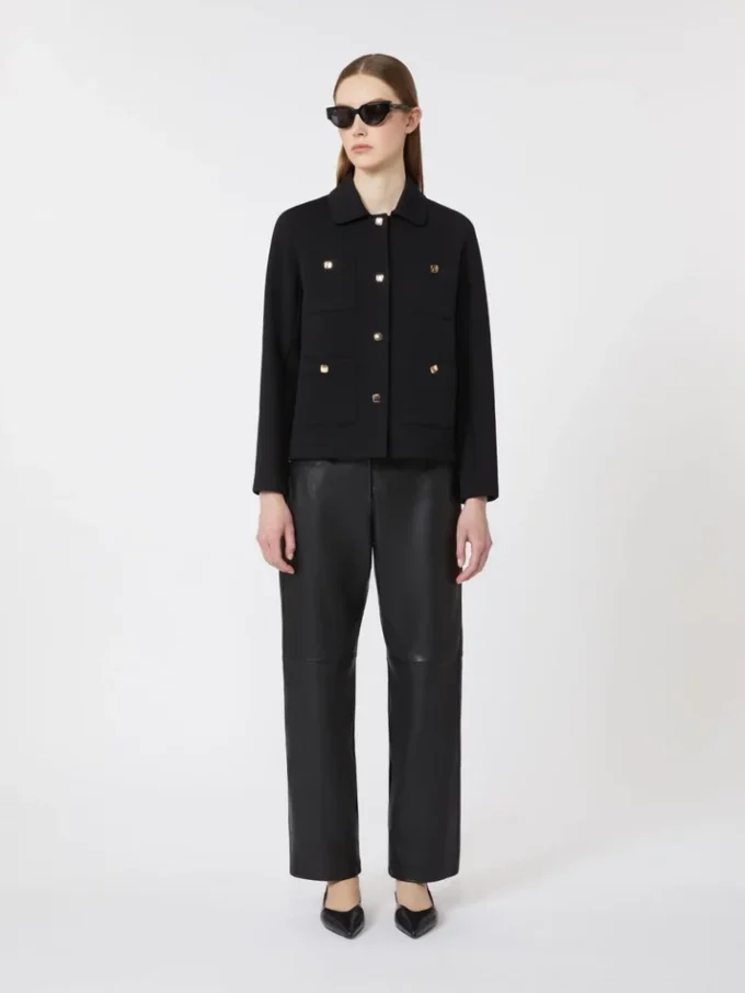 Boxy-fit scuba jersey jacket, black