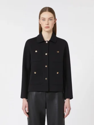 Boxy-fit scuba jersey jacket, black