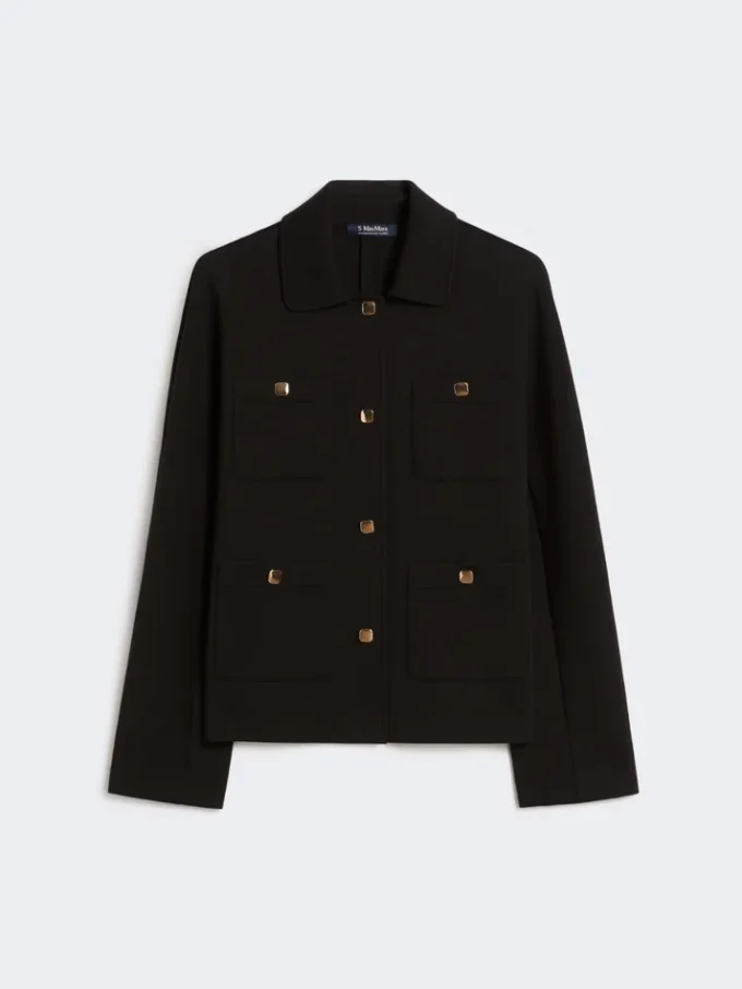 Boxy-fit scuba jersey jacket, black