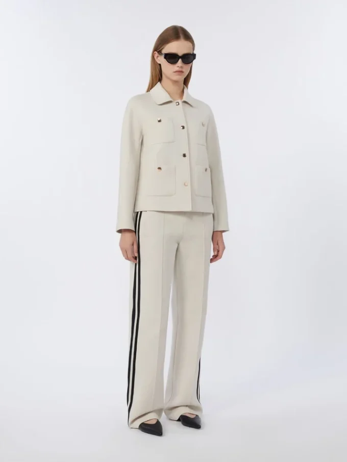 Boxy-fit scuba jersey jacket, ecru