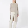 Boxy-fit wool and cashmere sweater, beige
