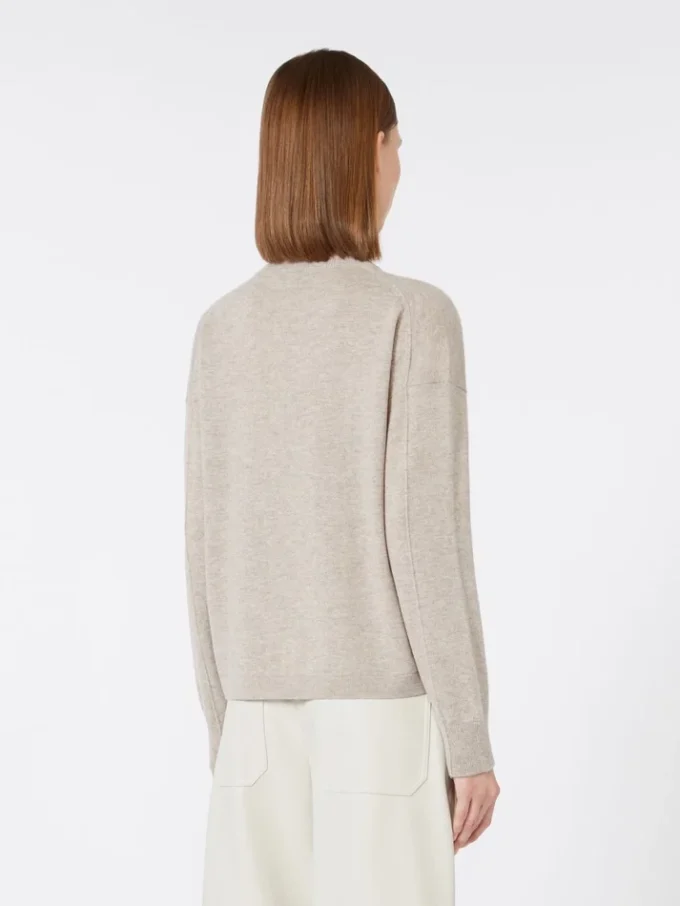 Boxy-fit wool and cashmere sweater, beige