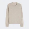 Boxy-fit wool and cashmere sweater, beige