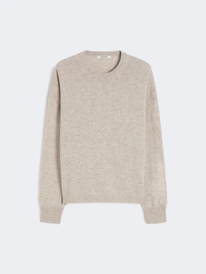 Boxy-fit wool and cashmere sweater, beige