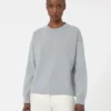 Boxy-fit wool and cashmere sweater, light blue