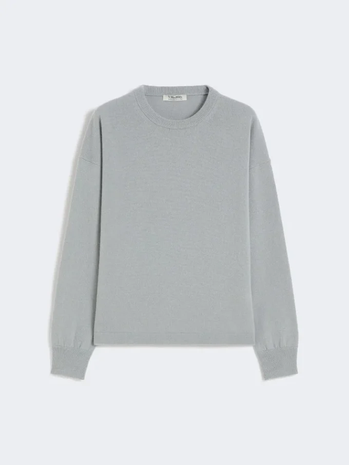 Boxy-fit wool and cashmere sweater, light blue