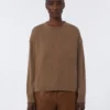 Boxy-fit wool and cashmere sweater, mud Boxy-fit wool and cashmere sweater, mud