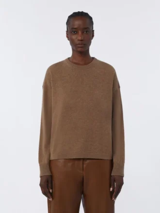 Boxy-fit wool and cashmere sweater, mud