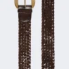 Braided leather belt, dark brown