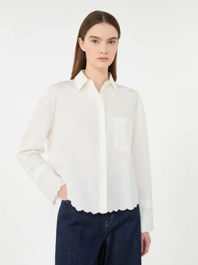 Breast-pocket cotton shirt, ivory