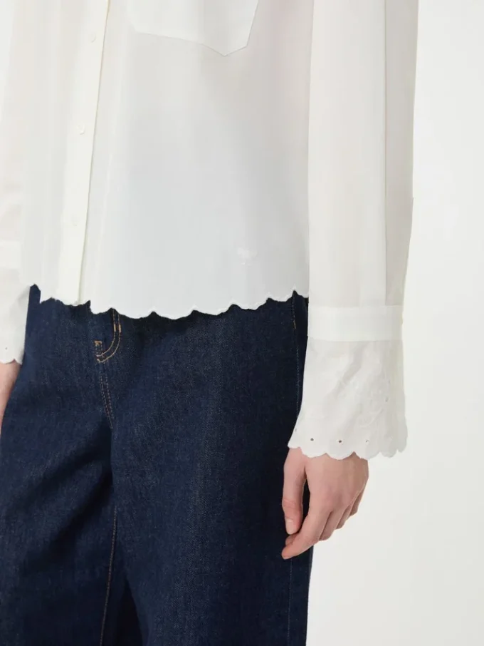 Breast-pocket cotton shirt, ivory