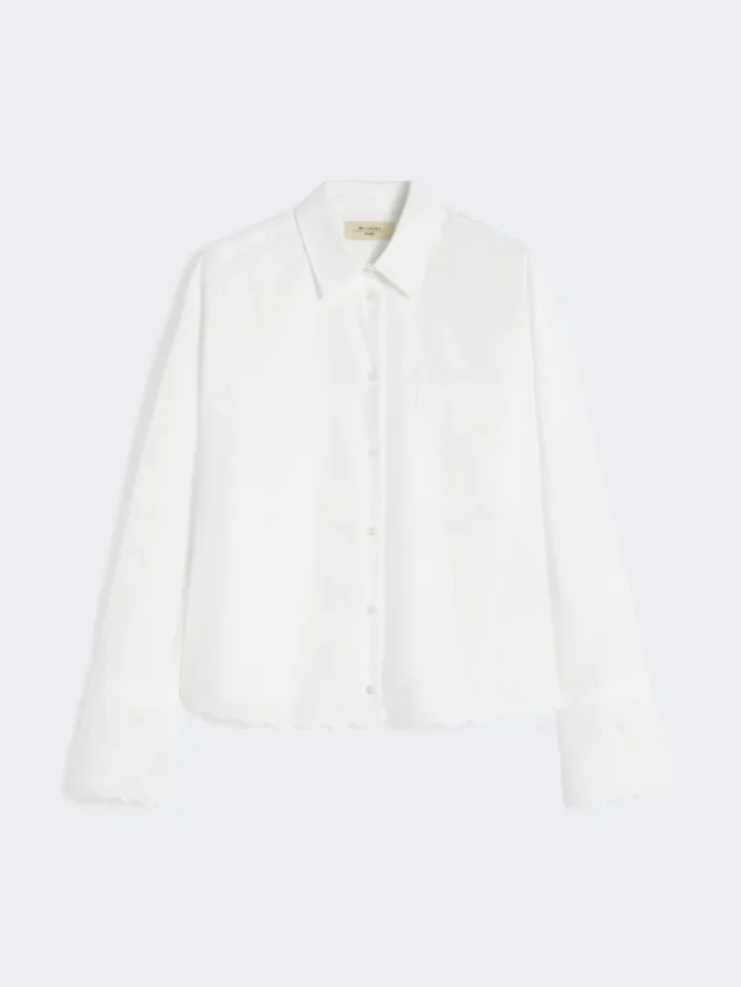 Breast-pocket cotton shirt, ivory