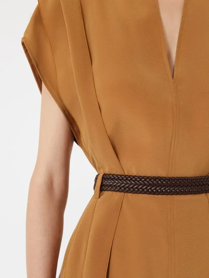 Cady blouse with flounce, caramel