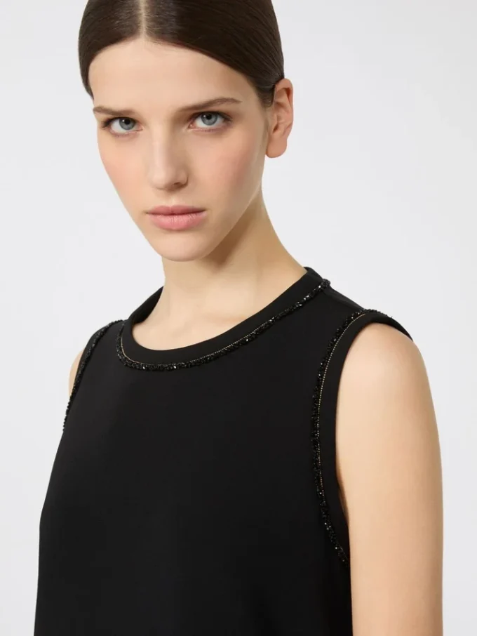 Cady crew neck blouse, black