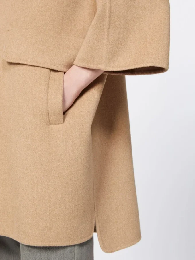 Camel broadcloth coat, hazelnut brown