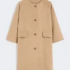 Camel broadcloth coat, hazelnut brown