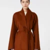 Camel robe-style jacket, terra cotta