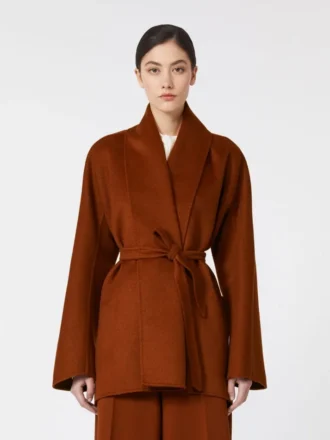 Camel robe-style jacket, terra cotta