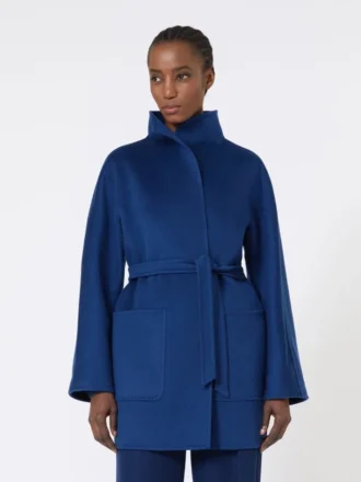 Camel wrap coat, china blue