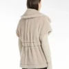 Cape in alpaca and wool teddy fabric, beige