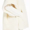 Cape in alpaca and wool teddy fabric, optical white