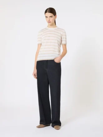 Cashmere and silk yarn sweater, beige