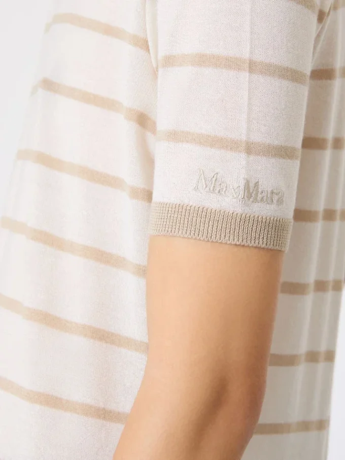 Cashmere and silk yarn sweater, beige