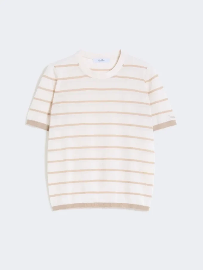 Cashmere and silk yarn sweater, beige