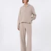 Cashmere and wool jersey sweatshirt, beige