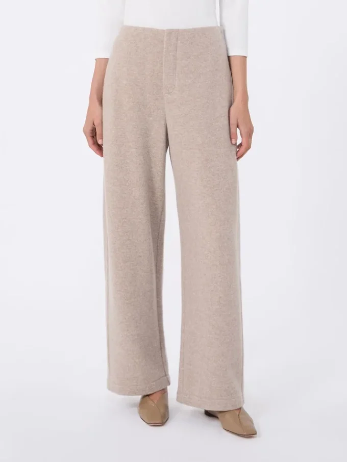 Cashmere and wool fleece trousers, beige