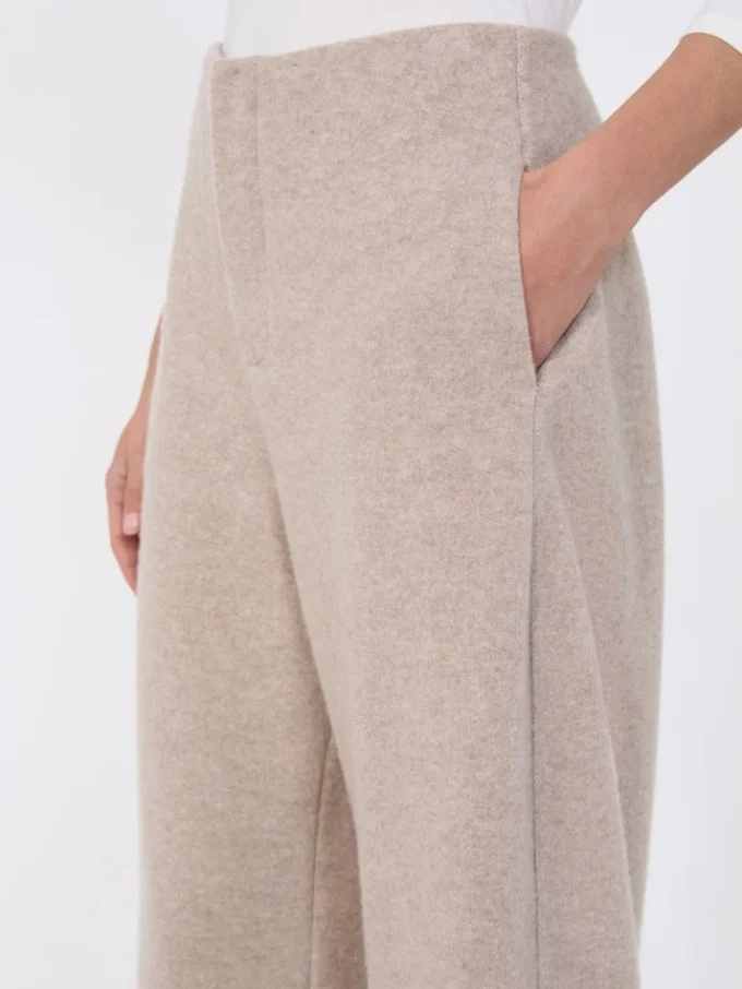 Cashmere and wool fleece trousers, beige