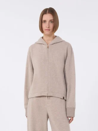 Cashmere and wool jersey sweatshirt, beige