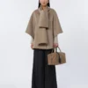 Cashmere cape with scarf detail, tawny bronze brown