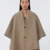 Cashmere cape with scarf detail, tawny bronze brown