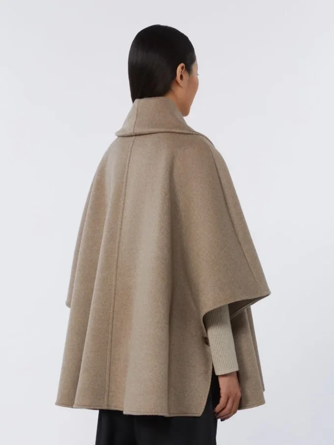 Cashmere cape with scarf detail, tawny bronze brown